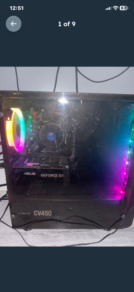 Gaming PC with ASUS GeForce GT, Monitor, Keyboard, and Mouse