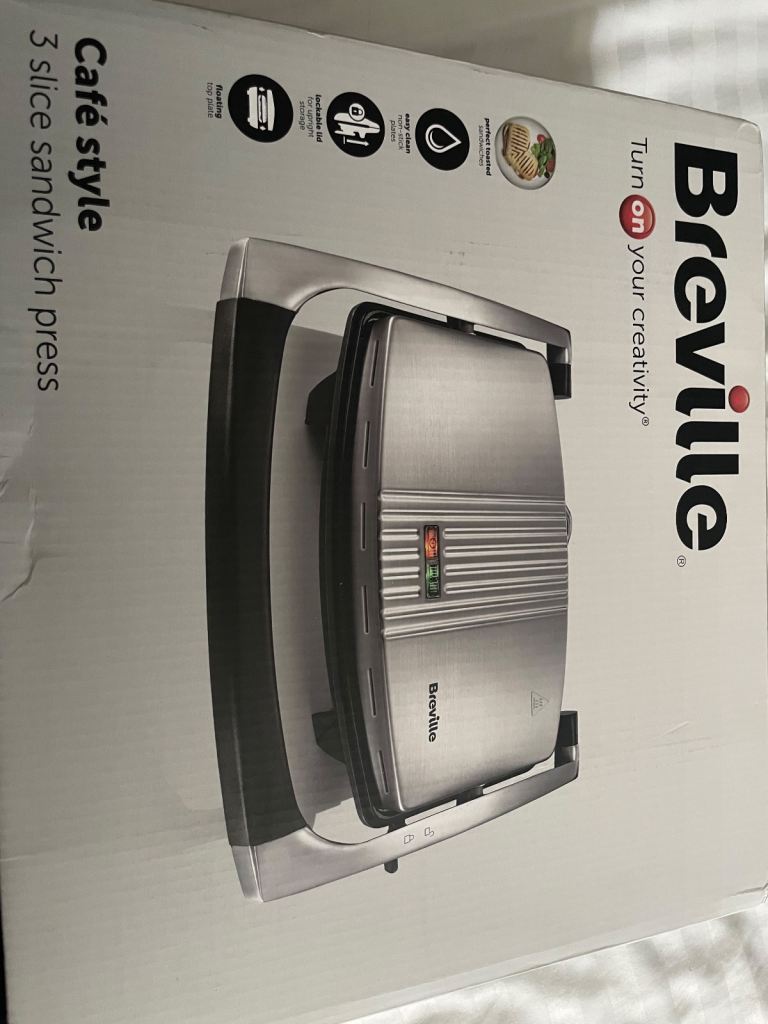 Breville Cafe Style 3 Slice Sandwich Press - NEW