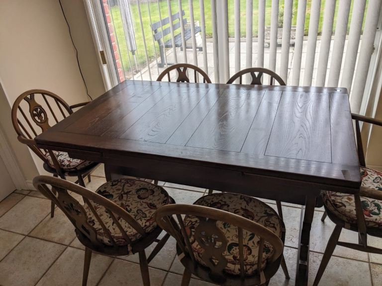 Ercol Furniture Set - Table, Chairs, Sideboard & Corner Unit