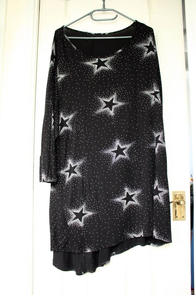 Women's Star Printed Black Baggy 3/4 Sleeve Party/ Night Wear size 18