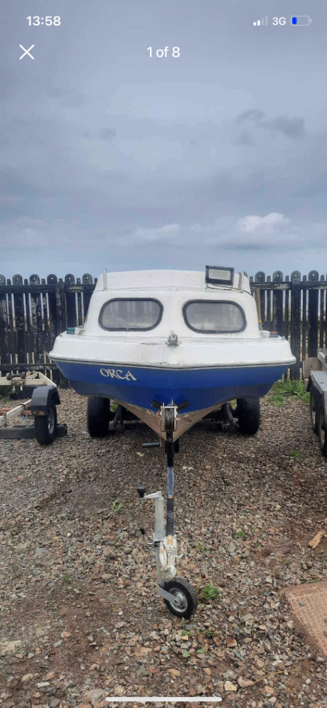 Boat and trailer with 2 engines 