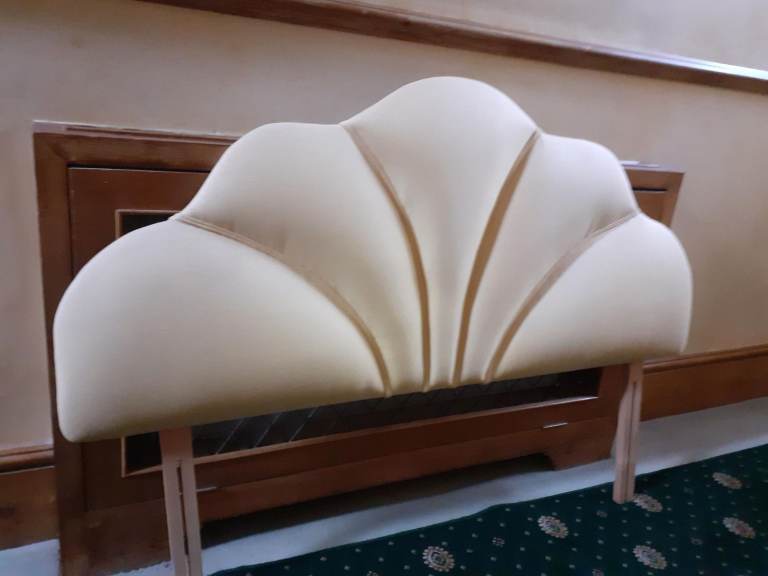 Yellow Scalloped padded Fabric Headboard – Good Condition