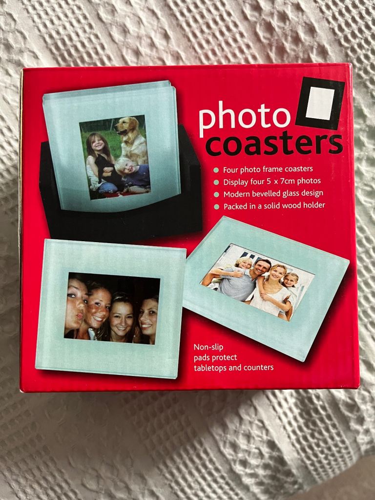 Brand new glass photo coasters 