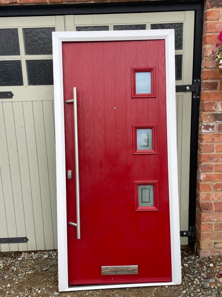 Red modern contemporary composite front door 990 mm x 2100 mm high