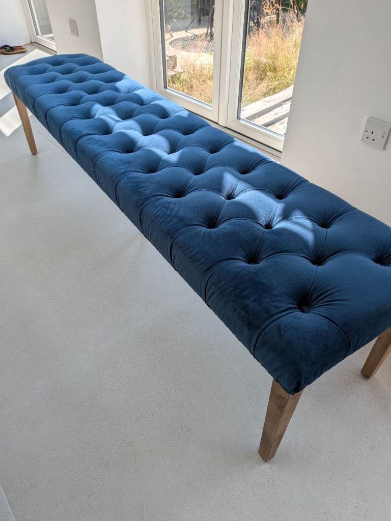 Stylish Blue Velvet Button-Tufted- great condition
