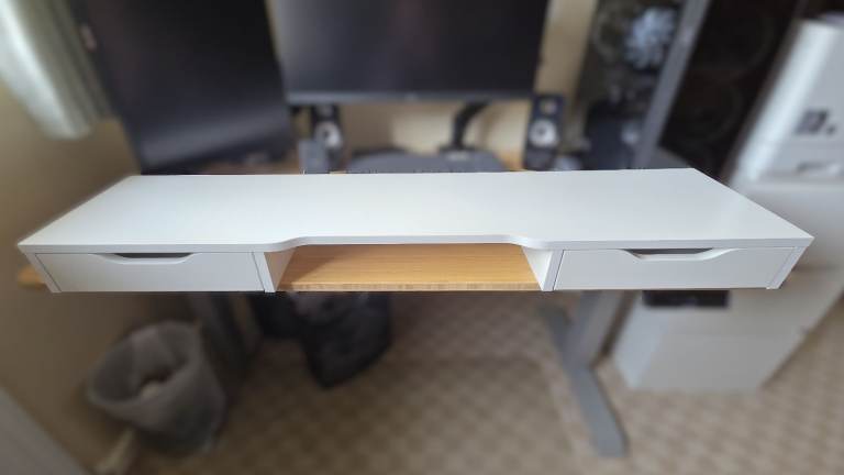IKEA ALEX Add-on Unit / Monitor Stand / Desk Riser - w/ Two Drawers – White, Very Good Condition