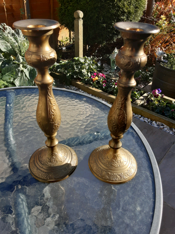 Vintage Brass Candle Holders made in India,  Brass Candlesticks