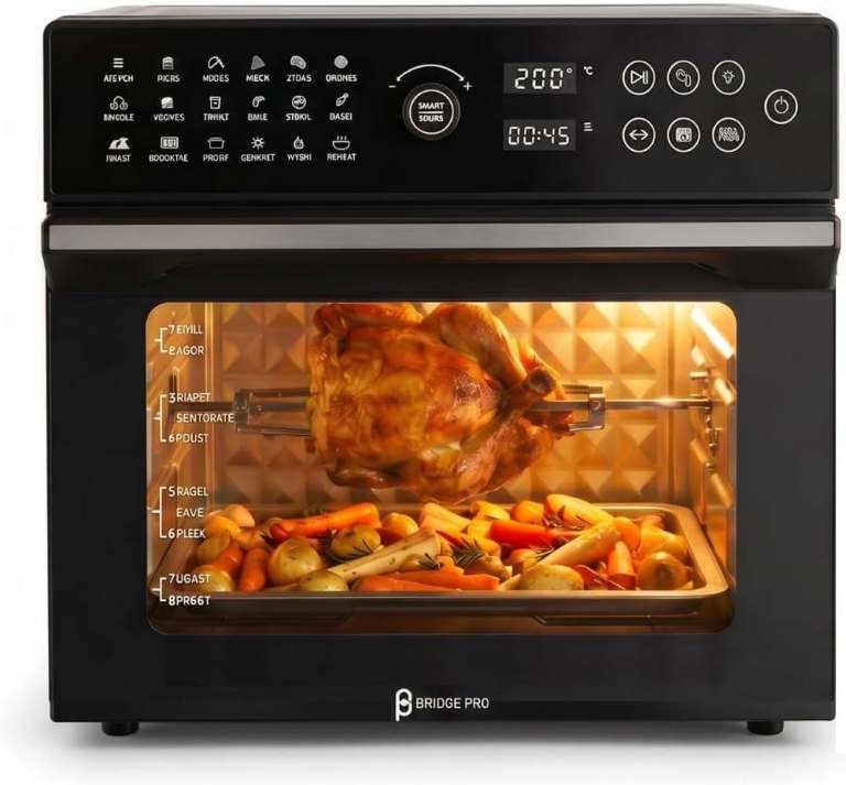 BRIDGE PRO Air Fryer Oven with Rotisserie – Black, New with 6months warranty and original box