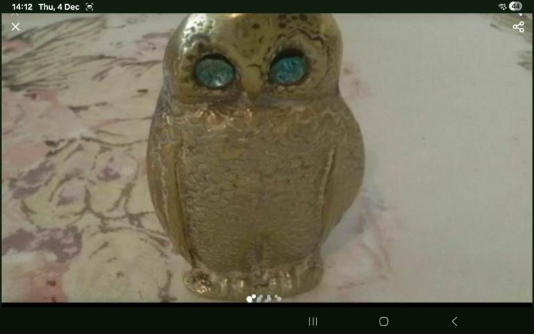 Vintage brass owl matches holder cool unu