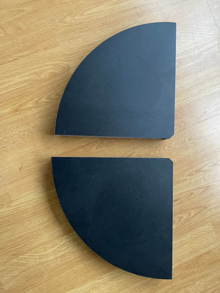 Pair of Black floating corner shelves 29.5cm 