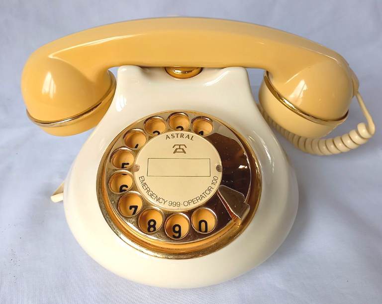 RARE Vintage ASTRAL Cream Ceramic Dial Telephone 22k Gold Plate VGC