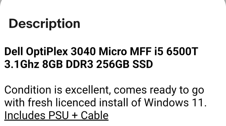 Dell Optiplex Windows 11 Micro PC