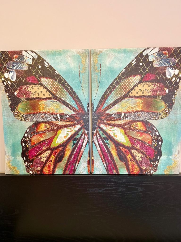 2-Piece Canvas Wall Art – Butterfly Design