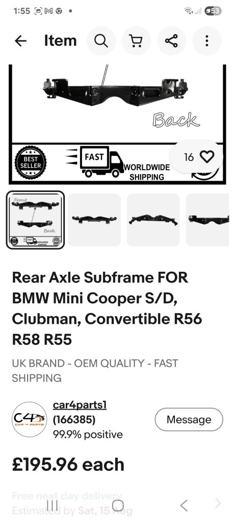 Mini cooper s subframe
