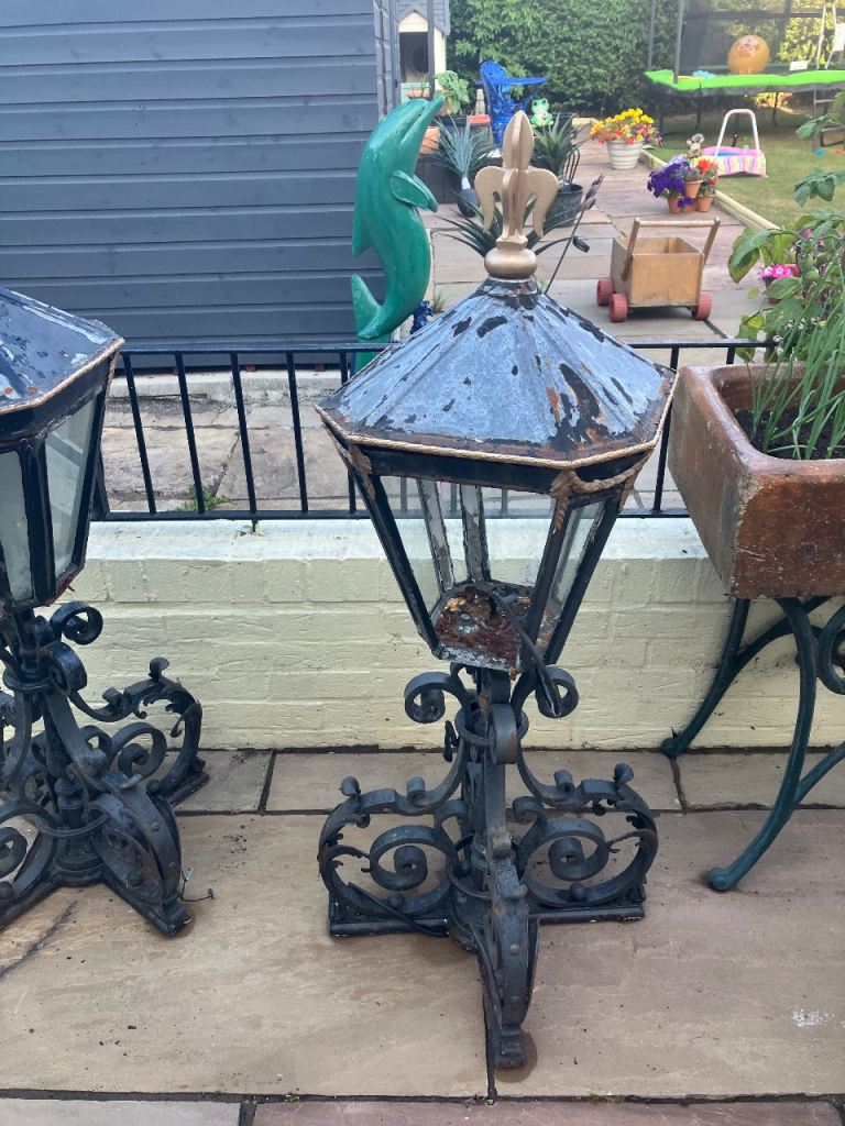 Large Vintage Cast Iron Outdoor Lanterns