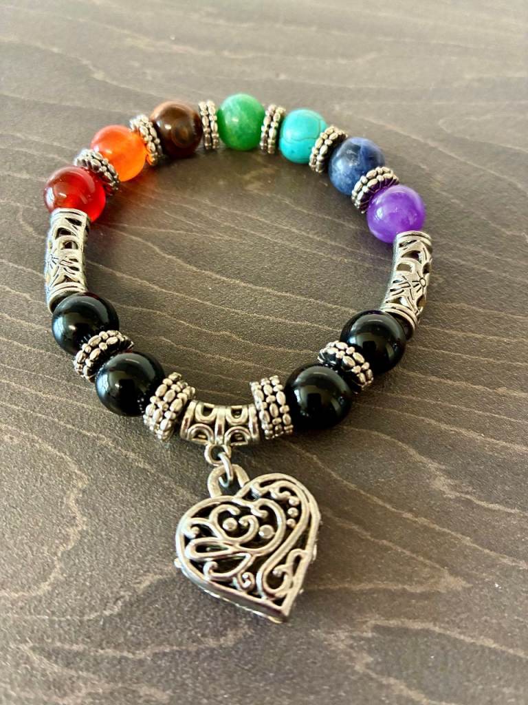 Chakra Beaded Bracelet with Heart Charm – From Pandora but not Box Hence the price 