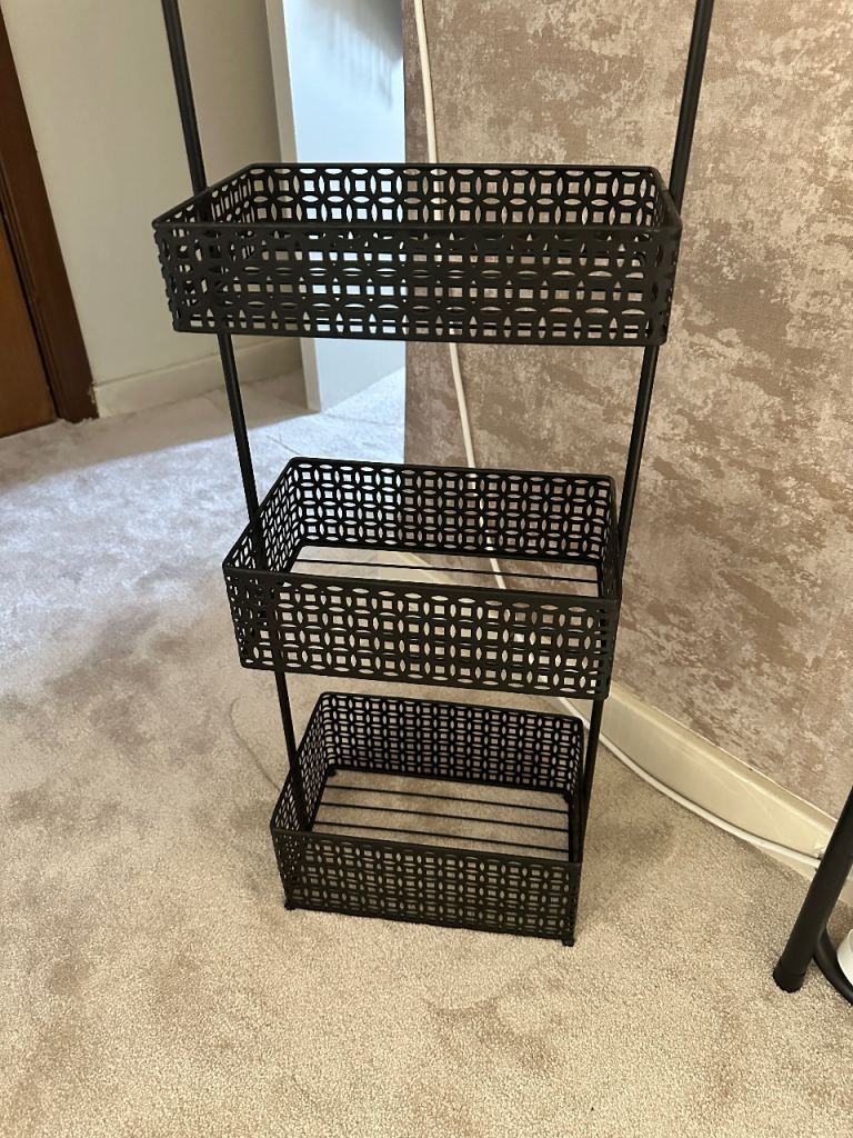 3-tier freestanding storage organizer in matte black