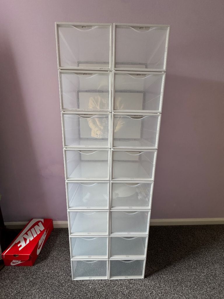 Large Clear Shoe Storage Boxes Stackable – 16 Units