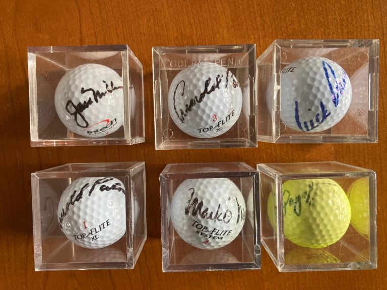 Signed golf balls. Major Championship winners.