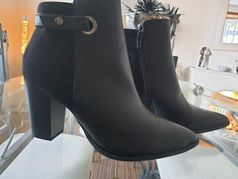 image for Black Real Leather Boots ...🖤... Size 7