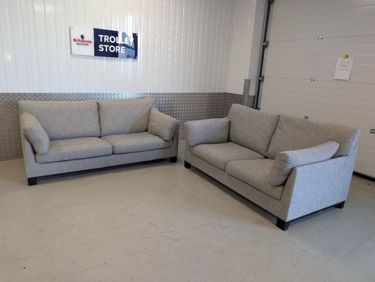 John Lewis Grey 3 & 2 Seater Sofa Set (Foam Seats) Good Condition, Delivery Available