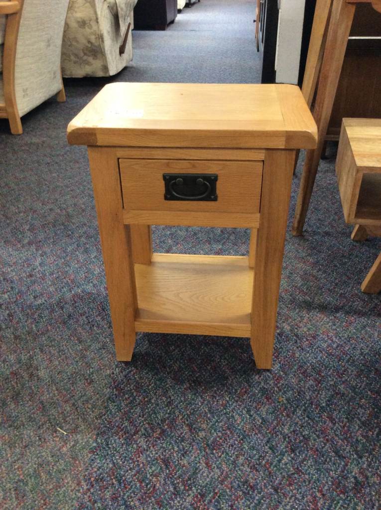 Solid Wood Bedside Table with Drawer and Shelf – #65854  £35