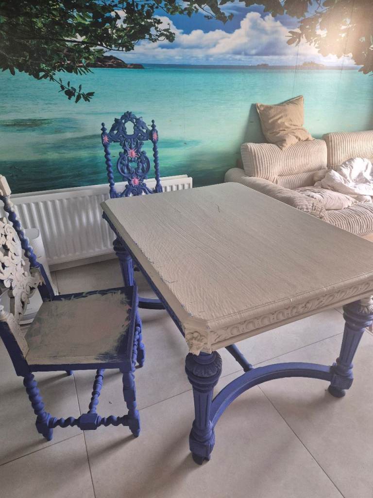 Antique Library table and 2 chairs