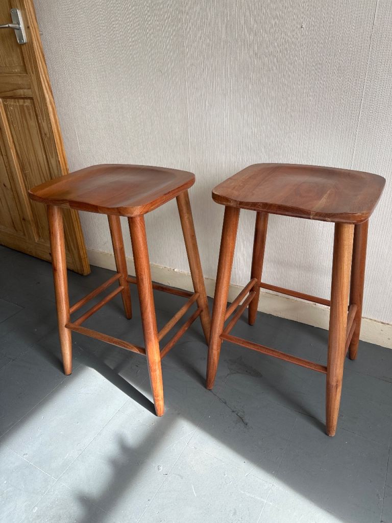 pair of mango wood stools