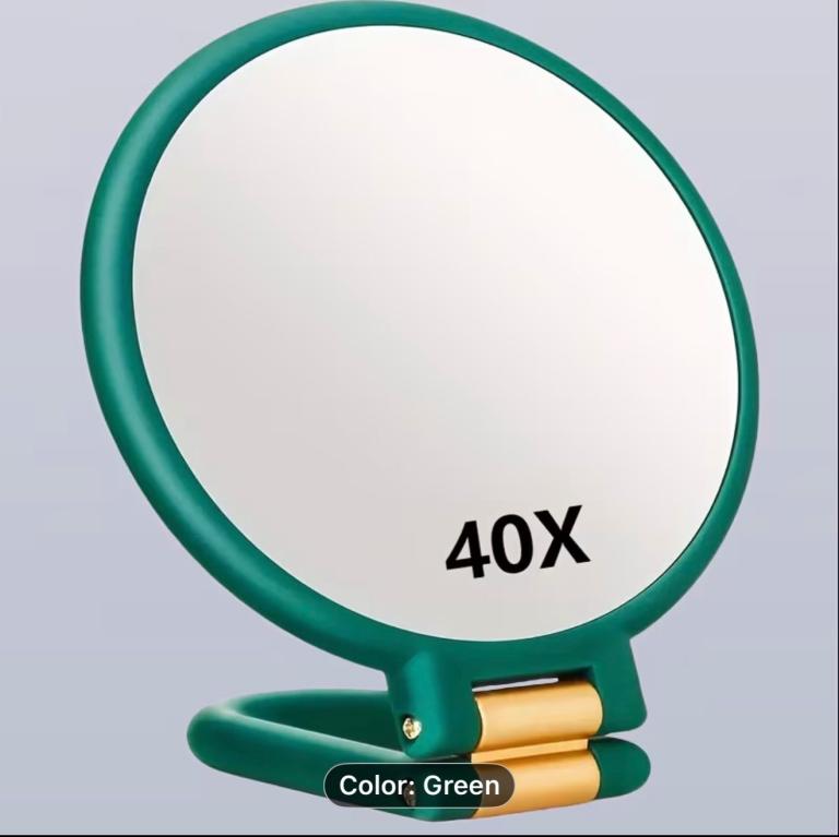 40x Handheld Magnifying Mirror with Dual 1X/40X Zoom, 360° Adjustable Handle