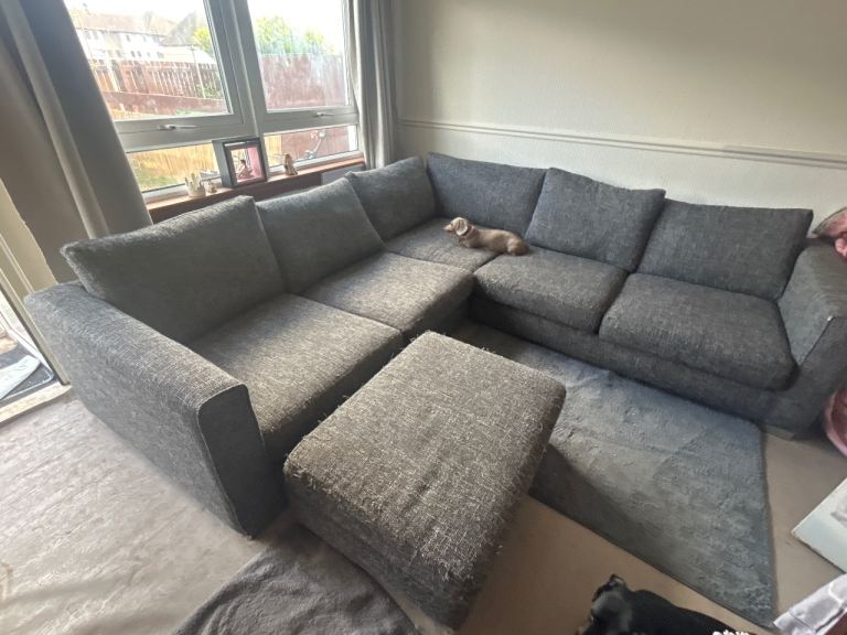 Grey corner fabric couch