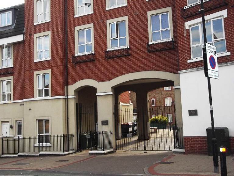 Acton, West London, W3. Two-bedroom, first floor flat in a gated court