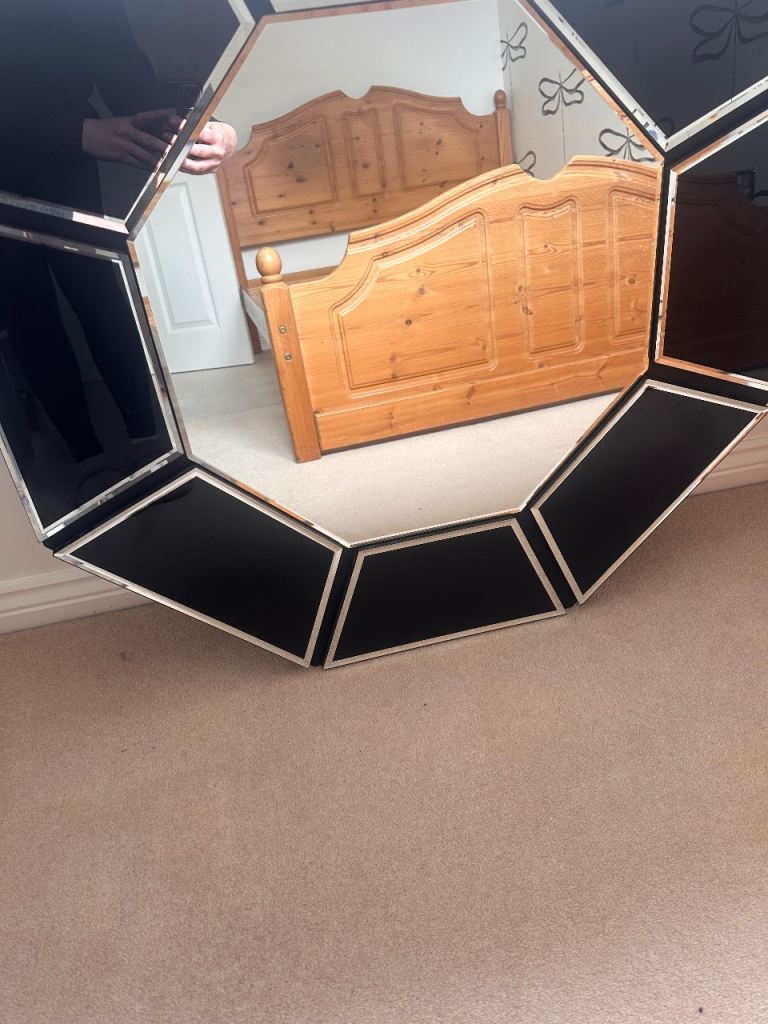 Black Octagon Mirror Wall Art - Excellent Condition