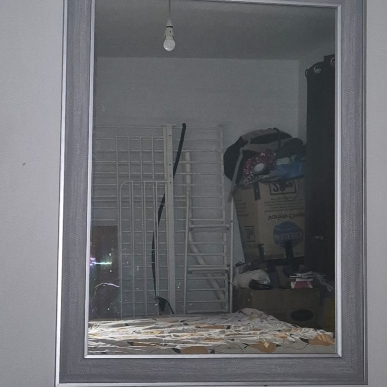 Large Grey Framed Wall Mirror – Good Condition