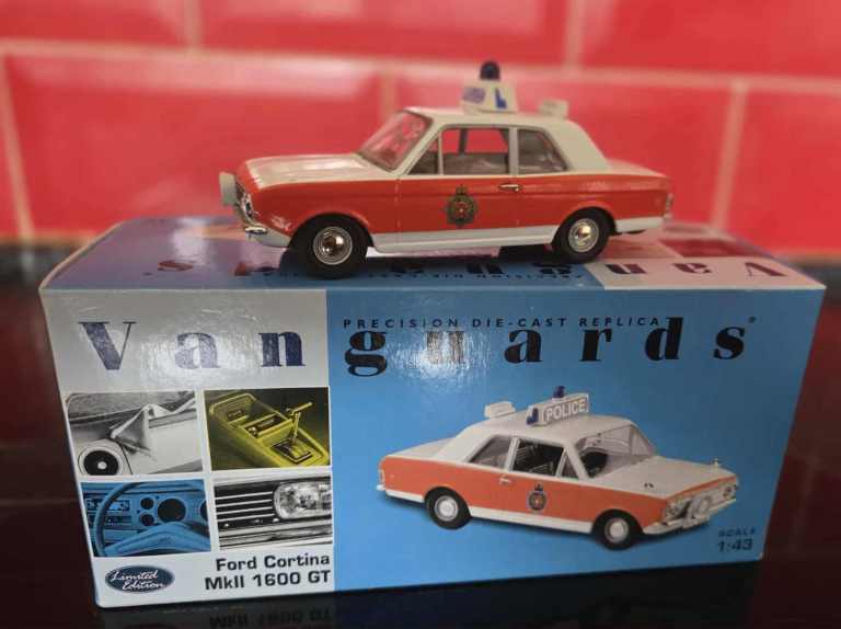 1:43 diecast model of a Lancashire police Ford Consul