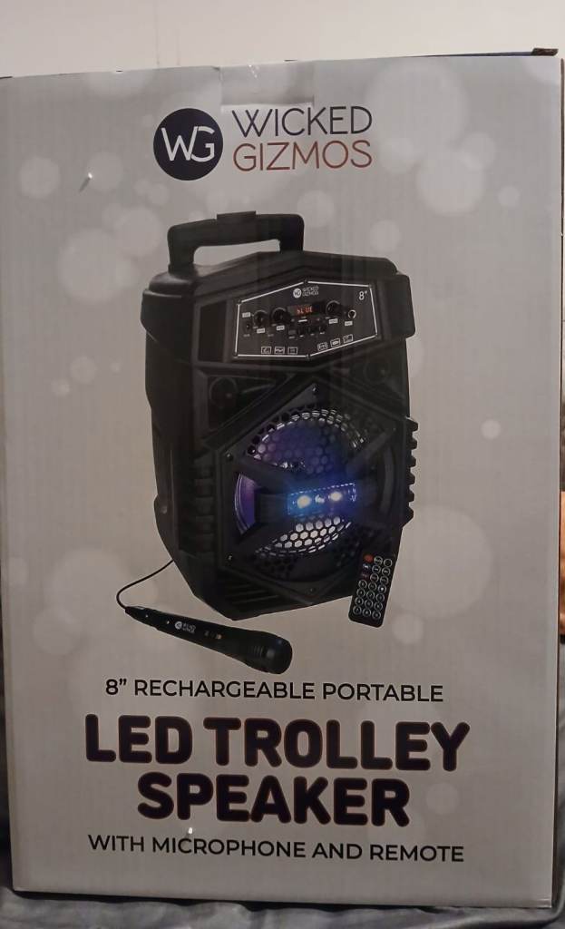 Trolley Speaker on wheels. Rechargeable. New