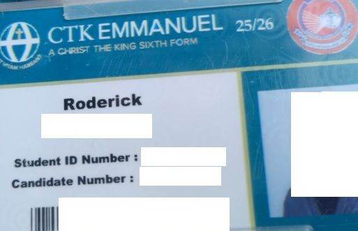 RODERICK - Student ID found in Peckham South London