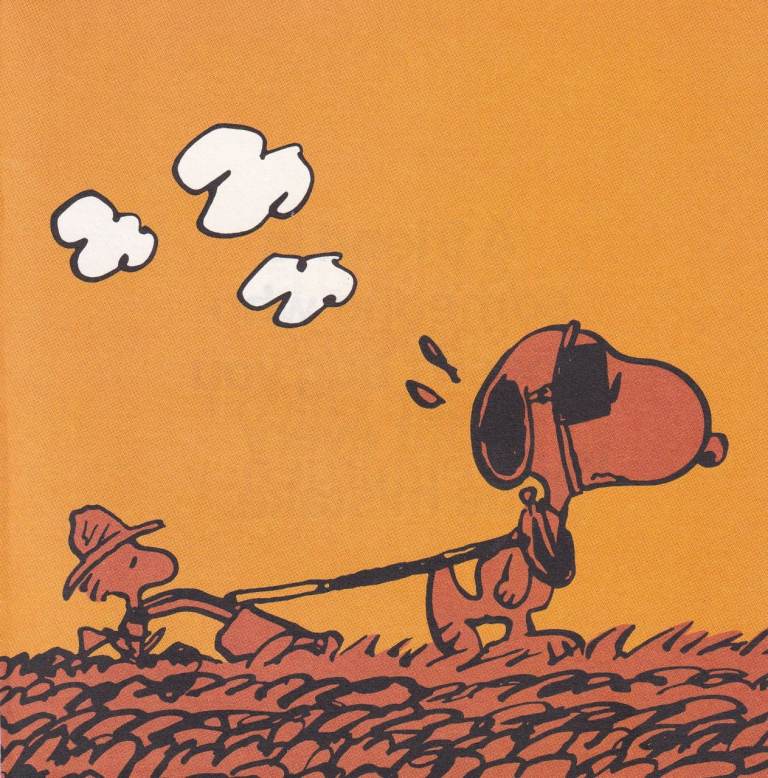 142. A Rare Original Print of SNOOPY WITH WOODSTOCK PLOUGHING / PEANUTS