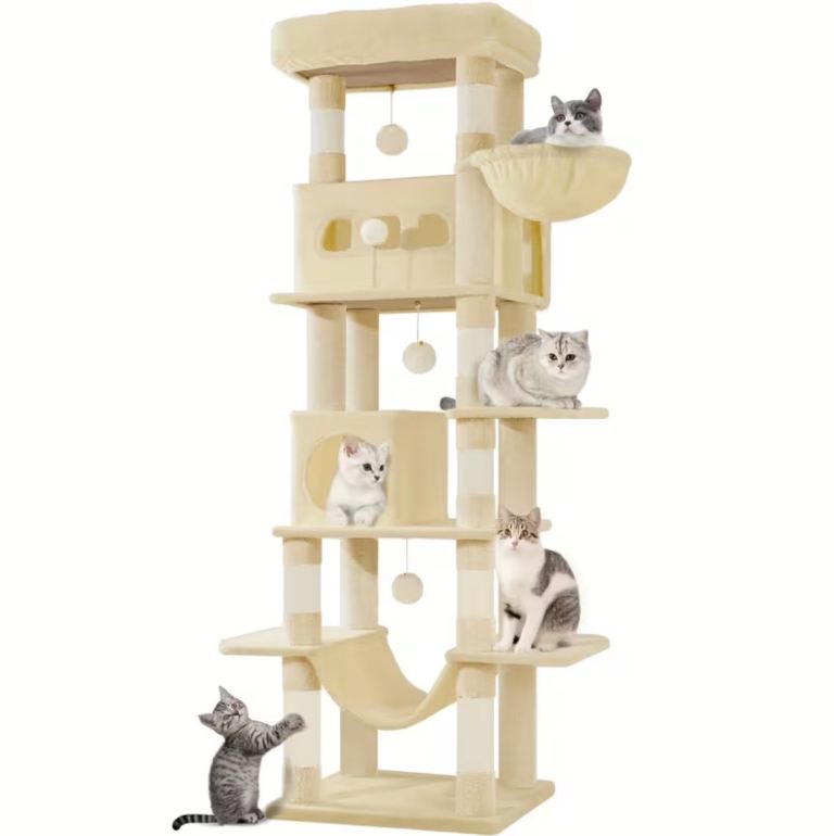 170cm Large Cat Tree, Cat Tower For Maine Cat, Multi story Scratching Post with large Perch