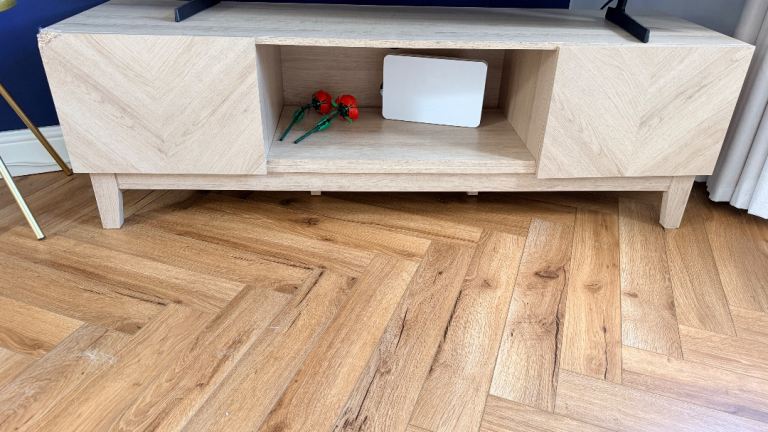 Wooden TV Unit Stand - Beige, Some Damage