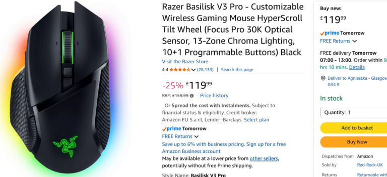 Wireless Gaming Mouse Razer Basilisk V3 Pro RGB Mint Condition! for pc computer desktop console