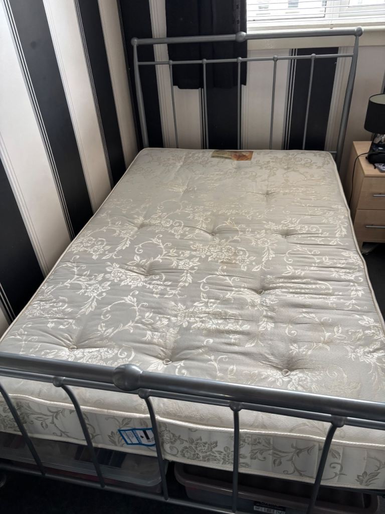 Small Double Bed Frame and Mattress – Good Condition