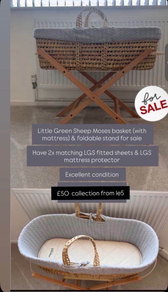 Little green sheep Moses basket