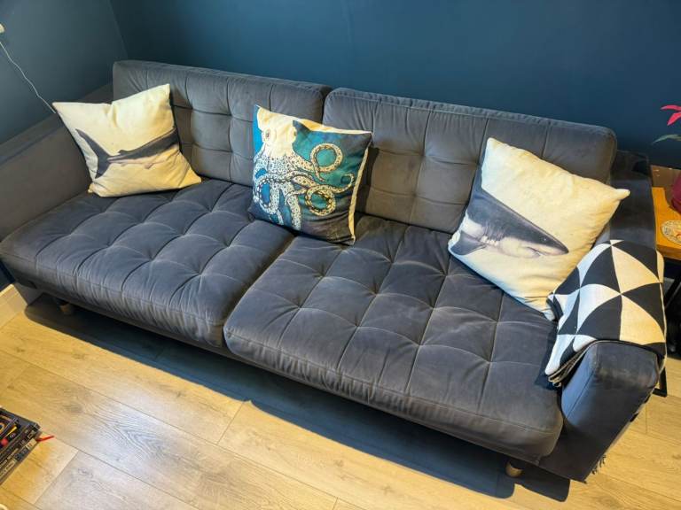 IKEA LANDSKRONA 3 seat sofa in grey velvet