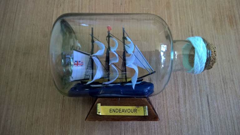 HMS Endeavour Ship in Glass Bottle, 