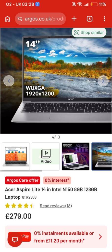 Acer 14inch flip and touch screen laptop 