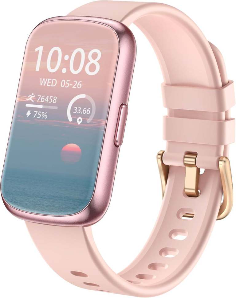 Smart Watch for Women Pink Fitness Sleep Tracker 24/7 Heart Rate Blood Pressure Blood Oxygen Monitor