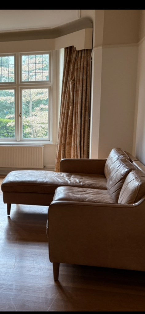 West Elm Hamilton Leather corner sofa L