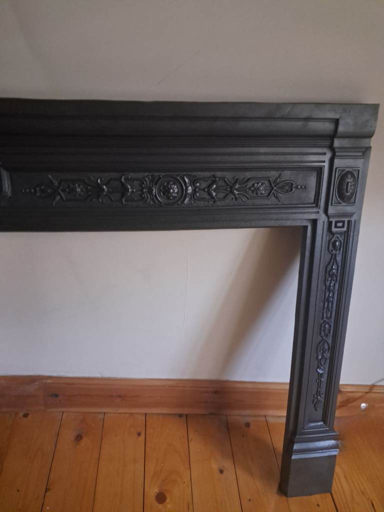Stunning original cast iron Victorian fireplace wood burning stove surround