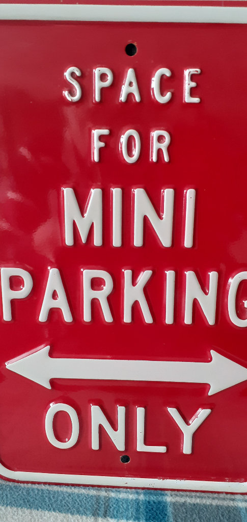 MINI PARKING ONLY TIN SIGN IN GOOD CONDITION 