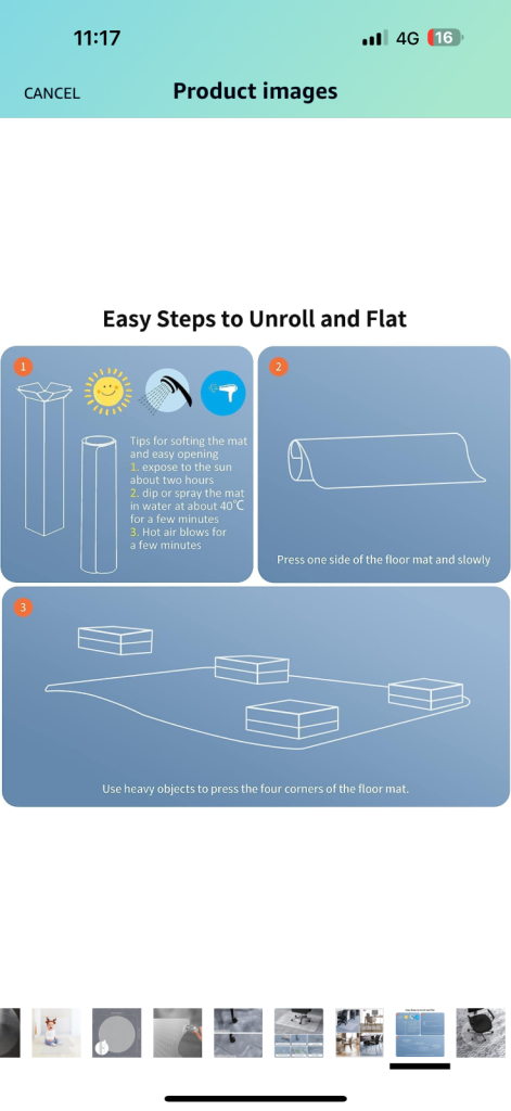 WASJOYE 90cm Round Transparent Desk Mat For Carpet